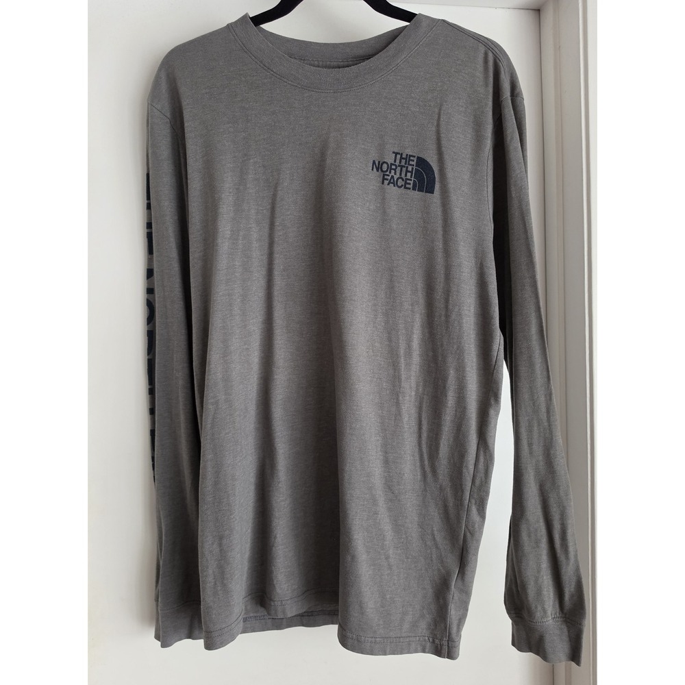 The North Face Long Sleeve T-Shirt Men M Gray Crew Neck Casual Tee Top Shirt